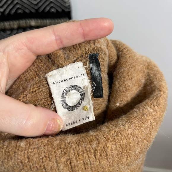 Anthropologie brown cowl neck sweater with fringe - Picture 8 of 9